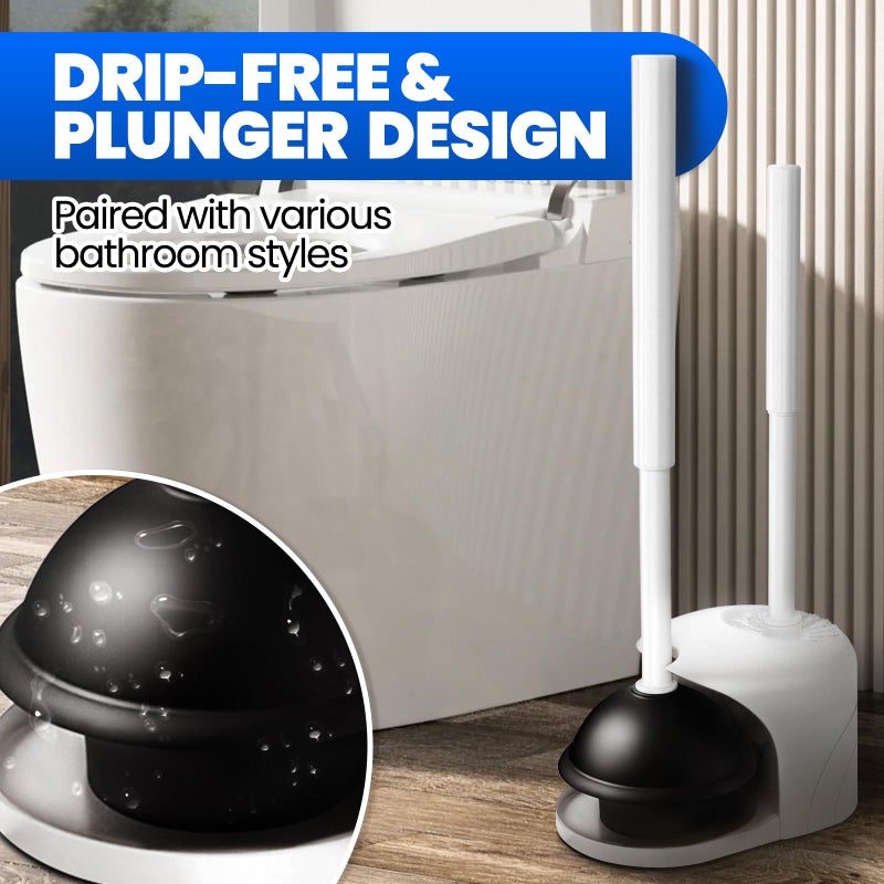 Denvlex 2 in 1 Toilet Brush and Plunger Set, Extended Handle Plunger,Toilet Bowl Brush Plunger Set,Bathroom Cleaning Tools,Cleaning Brush,Cleaning Supplies,Toilet Brush Plunger Combo,White(20inch) - Image 2